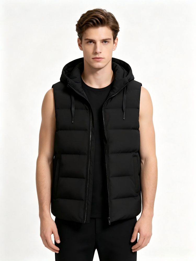 GorgeousBen Custom Logo Men's Windbreak Hooded Solid Color Golf Sport Water Resistant Vest Men's Vest.