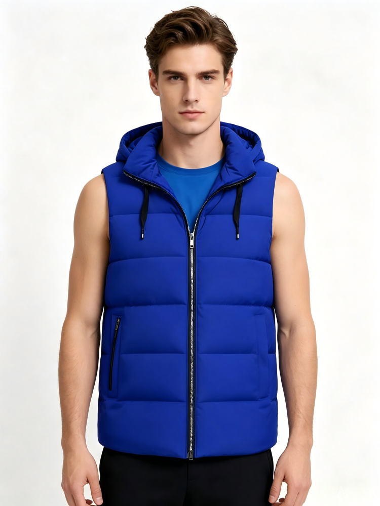 GorgeousBen Custom Logo Men's Windbreak Hooded Solid Color Golf Sport Water Resistant Vest Men's Vest.