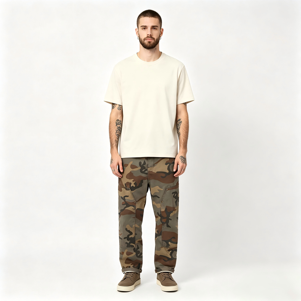 GorgeousBen Unisex Vintage Camo Cargo Pants - Heavyweight Workwear Trousers