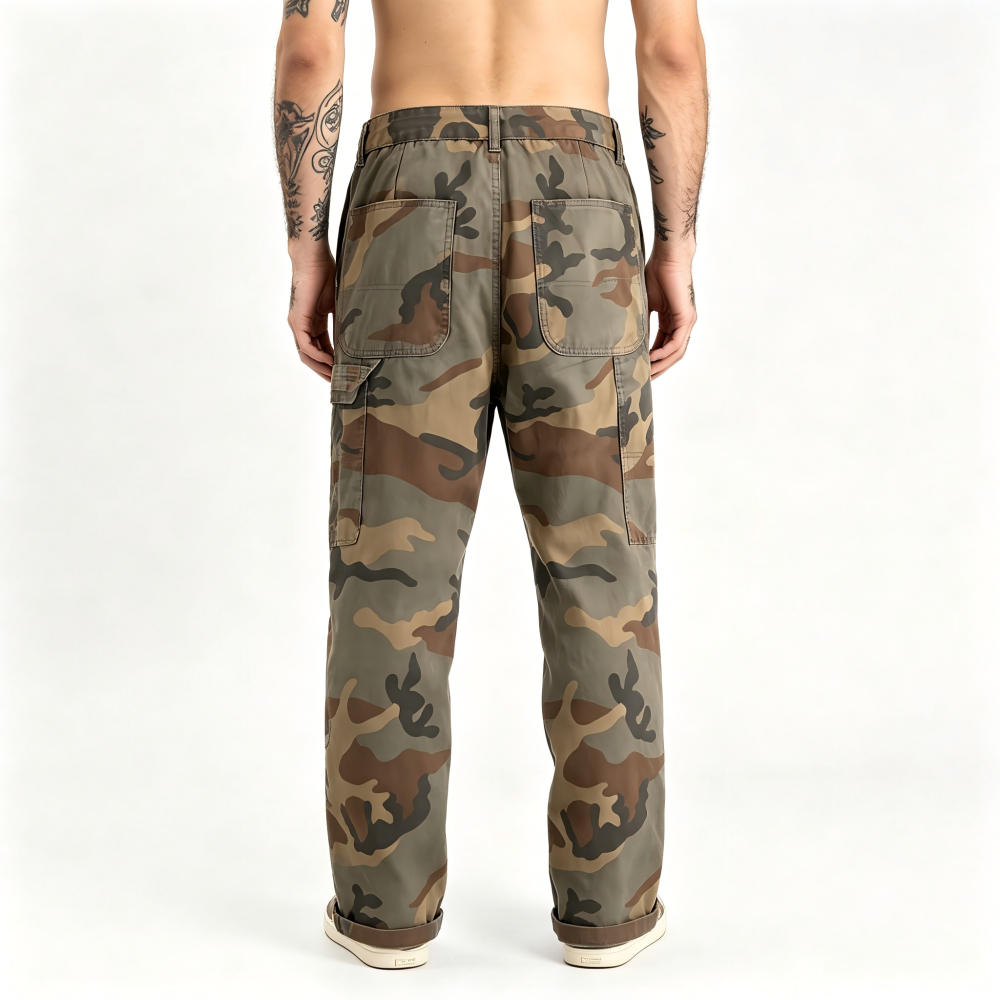 GorgeousBen Unisex Vintage Camo Cargo Pants - Heavyweight Workwear Trousers