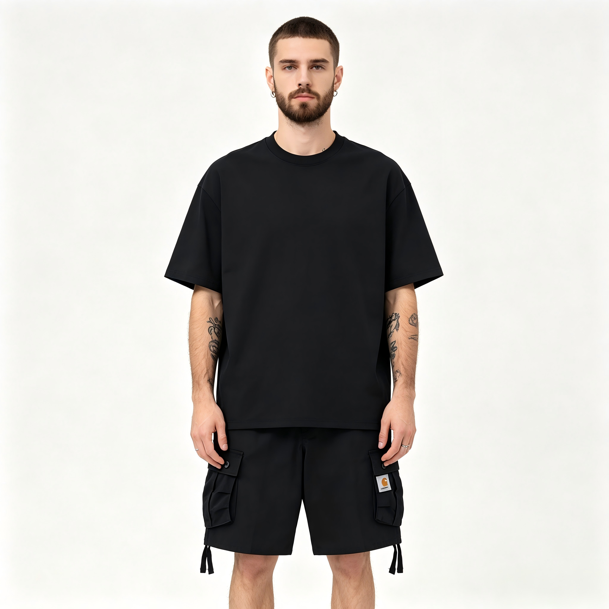 GorgeousBen Men’s Loose Fit Cargo Shorts, 97% Cotton 220gsm, Multi-Pocket, Casual Streetwear, Quick-Dry, M-XXL for Summer Daily Wear