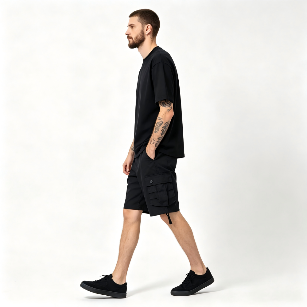 GorgeousBen Men’s Loose Fit Cargo Shorts, 97% Cotton 220gsm, Multi-Pocket, Casual Streetwear, Quick-Dry, M-XXL for Summer Daily Wear