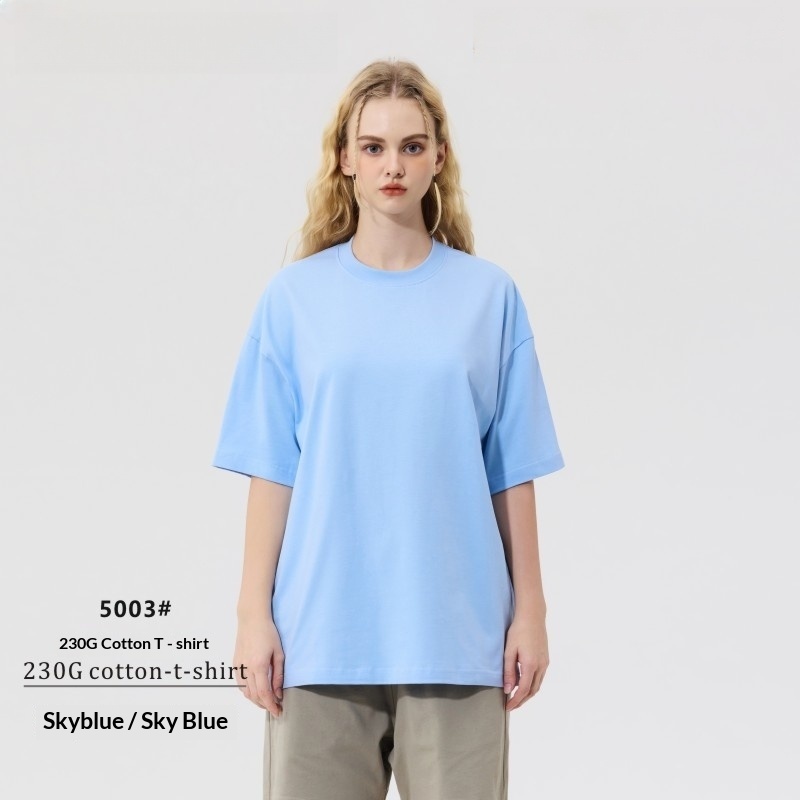 Men's clothing | 230g double yarn cotton T-shirt men's earth color Street oversize fashion brand men's short sleeve solid color T-shirt