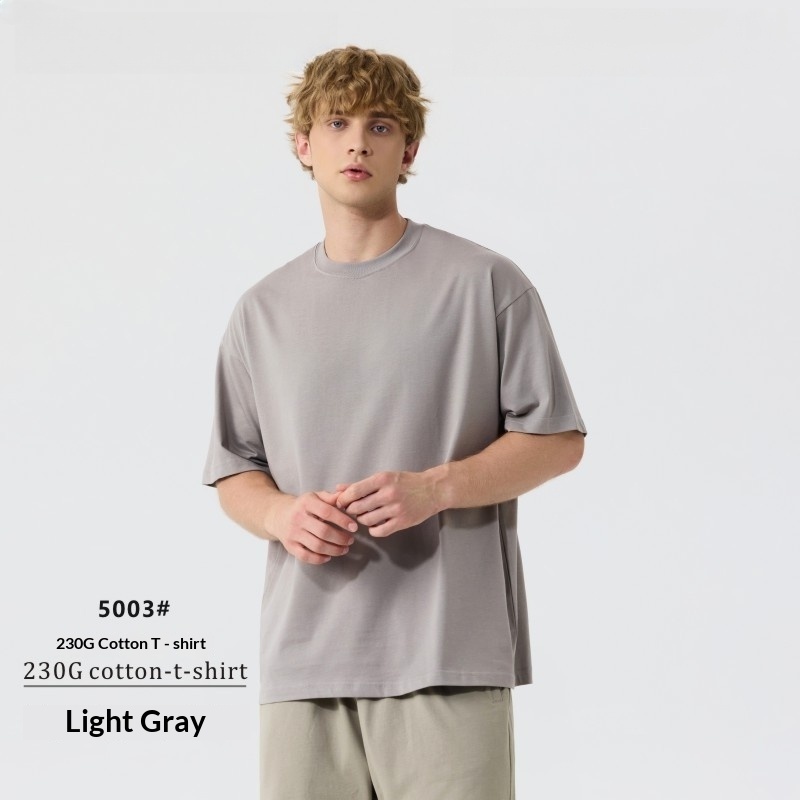 Men's clothing | 230g double yarn cotton T-shirt men's earth color Street oversize fashion brand men's short sleeve solid color T-shirt