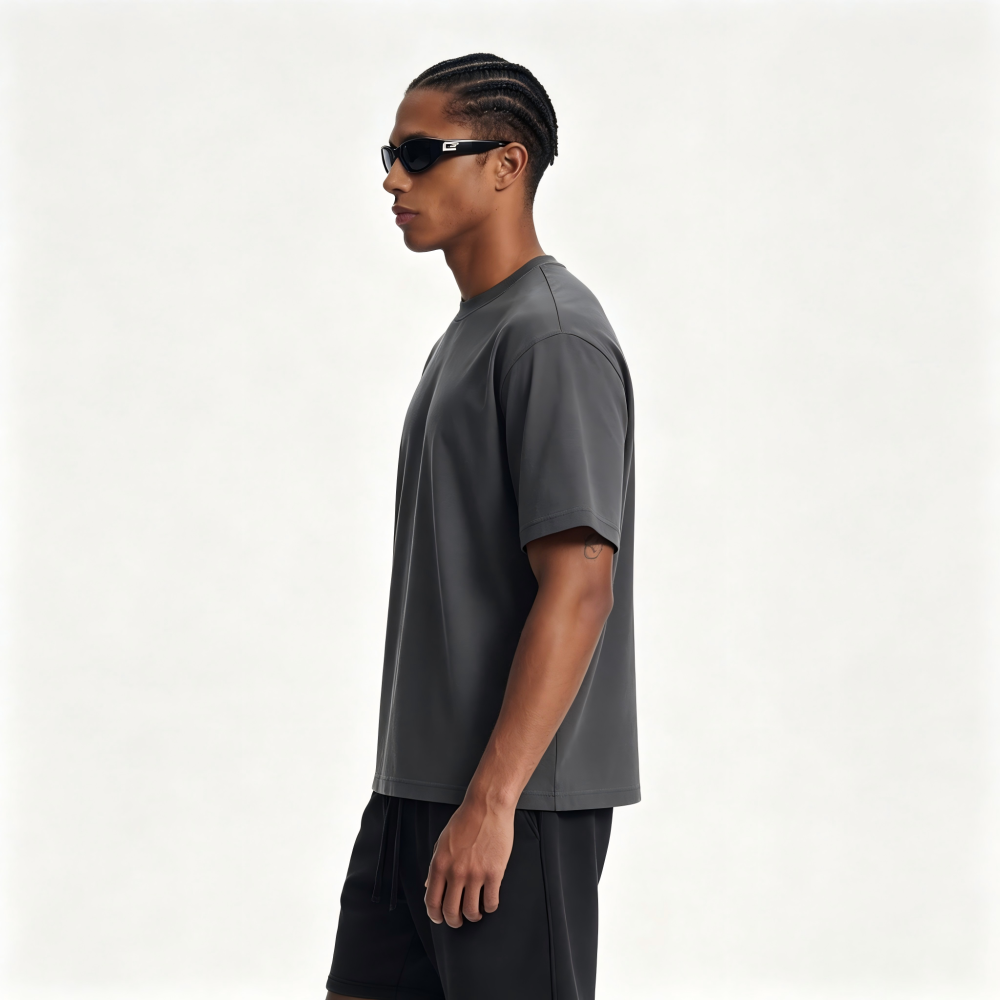 GorgeousBen Men's Streetwear 245g Quick-Dry Honeycomb Mesh Basic Short Sleeve T-Shirt, Loose Fit for Daily Wear Spring Summer