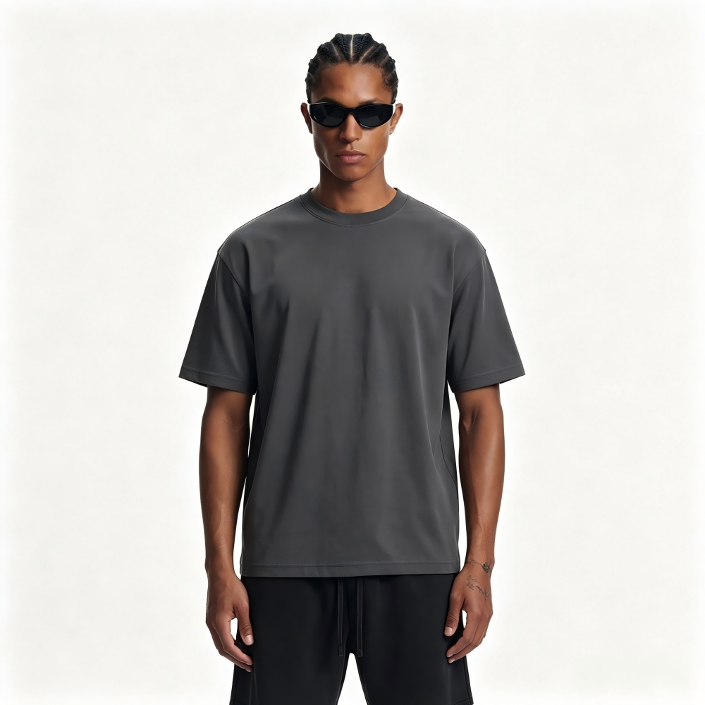 GorgeousBen Men's Streetwear 245g Quick-Dry Honeycomb Mesh Basic Short Sleeve T-Shirt, Loose Fit for Daily Wear Spring Summer