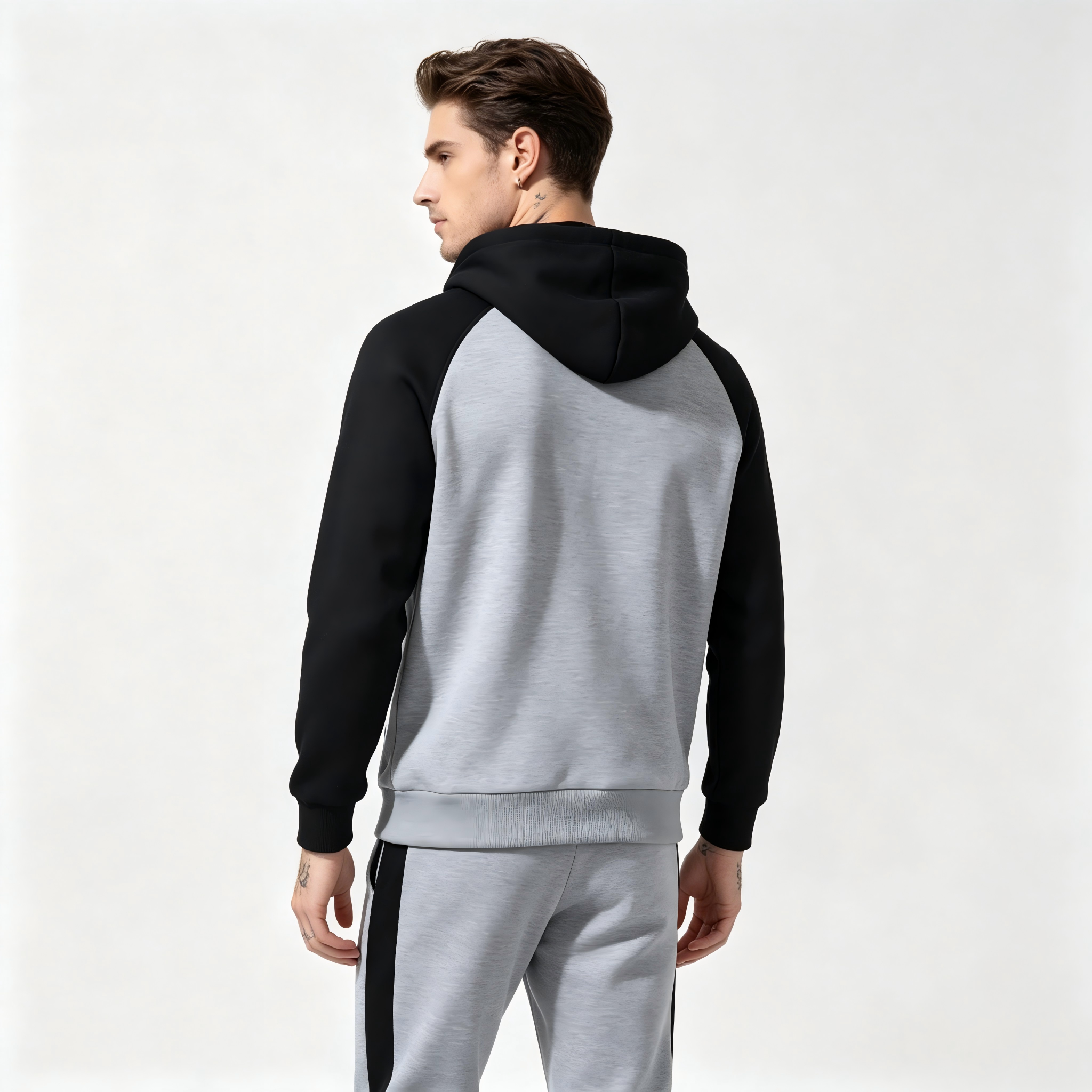 GorgeousBen Autumn Winter New Arrival Men's Color Block Fleece Hoodie | American Streetwear Style Hooded Casual Sweatshirt