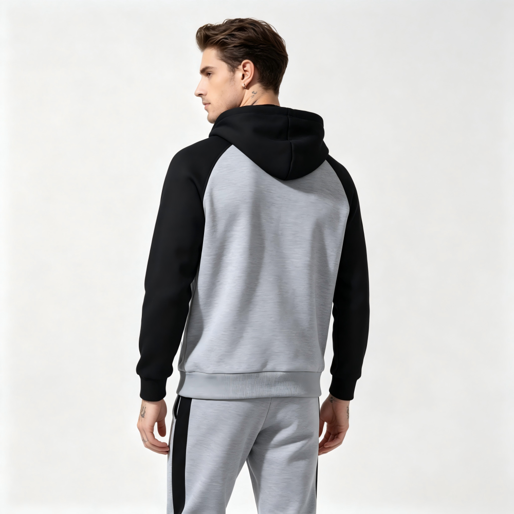GorgeousBen Autumn Winter New Arrival Men's Color Block Fleece Hoodie | American Streetwear Style Hooded Casual Sweatshirt
