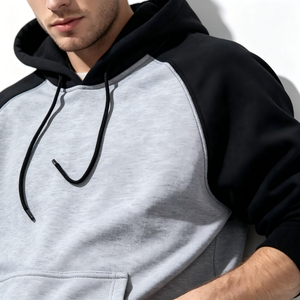 GorgeousBen Autumn Winter New Arrival Men's Color Block Fleece Hoodie | American Streetwear Style Hooded Casual Sweatshirt