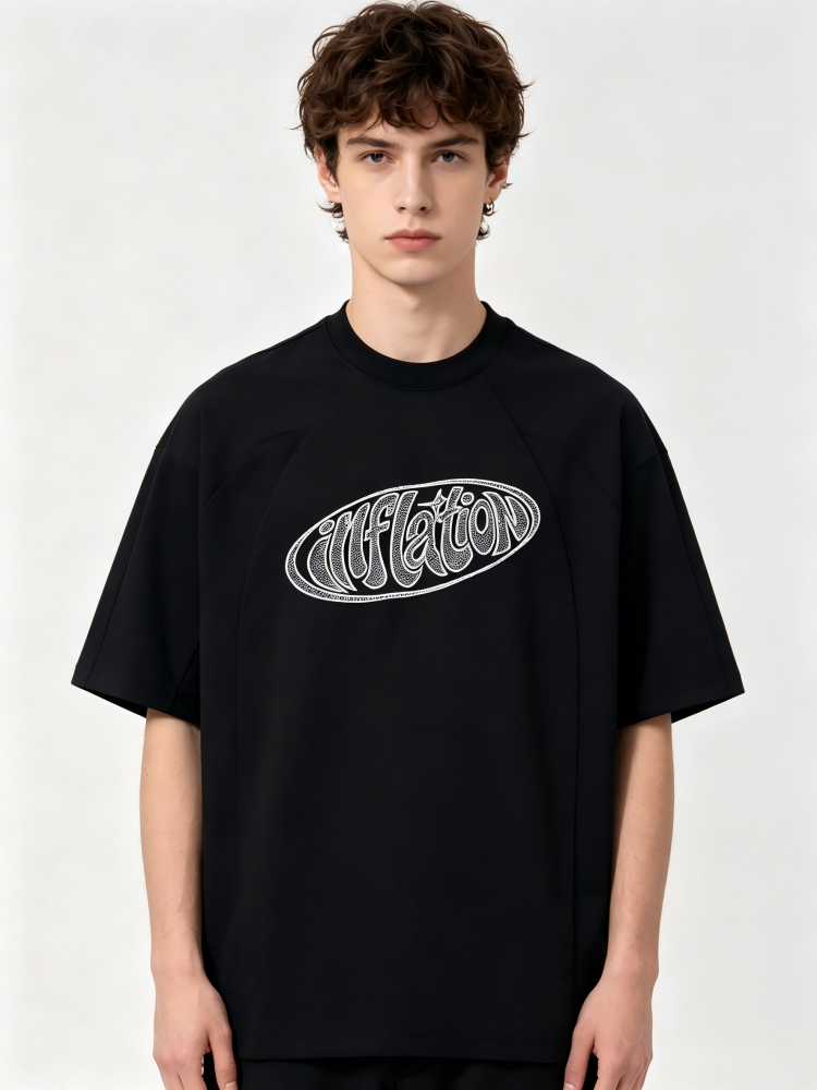 GorgeousBen Men's American Vintage Oversized Embroidered T-Shirt Streetwear Crew Neck Tee for Casual Summer, M-L-XL