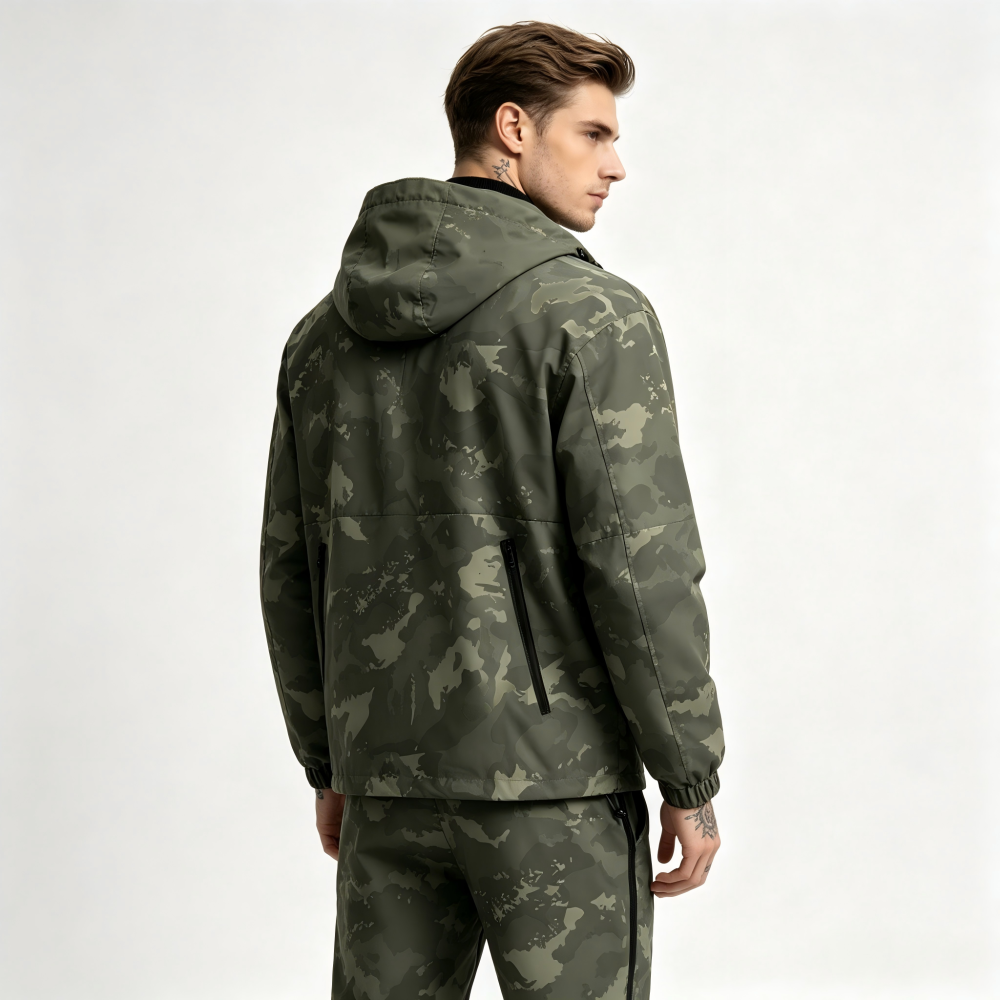GorgeousBen Men's Camo Waterproof Windproof Hooded Jacket Loose Fit Outdoor Casual Workwear Fall 2025