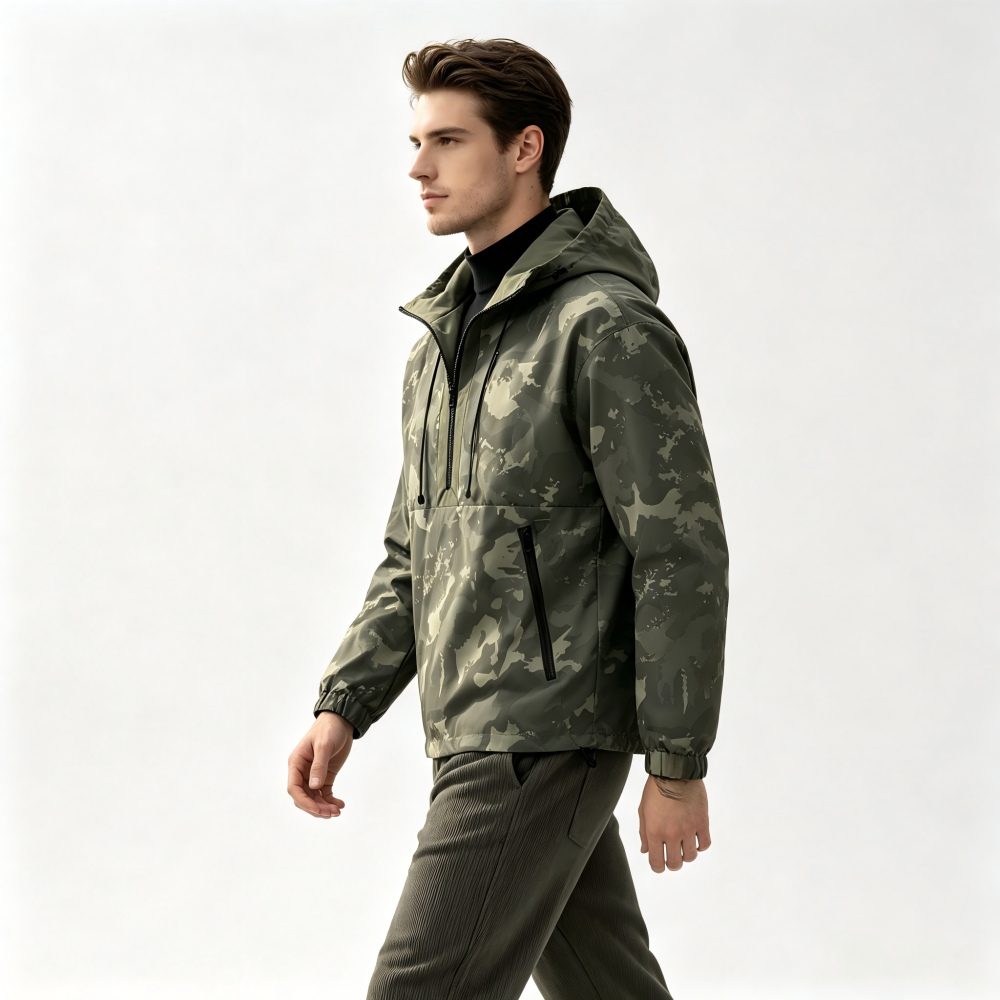 GorgeousBen Men's Camo Waterproof Windproof Hooded Jacket Loose Fit Outdoor Casual Workwear Fall 2025