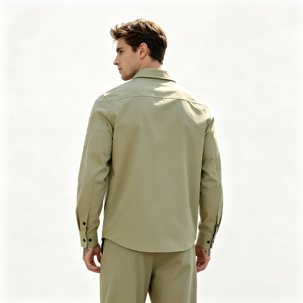 GorgeousBen Men's Casual Zip-Up Overshirt, 280GSM Cotton Blend, Relaxed Fit, Lightweight Spring/Autumn Jacket, M-XXL Sizes