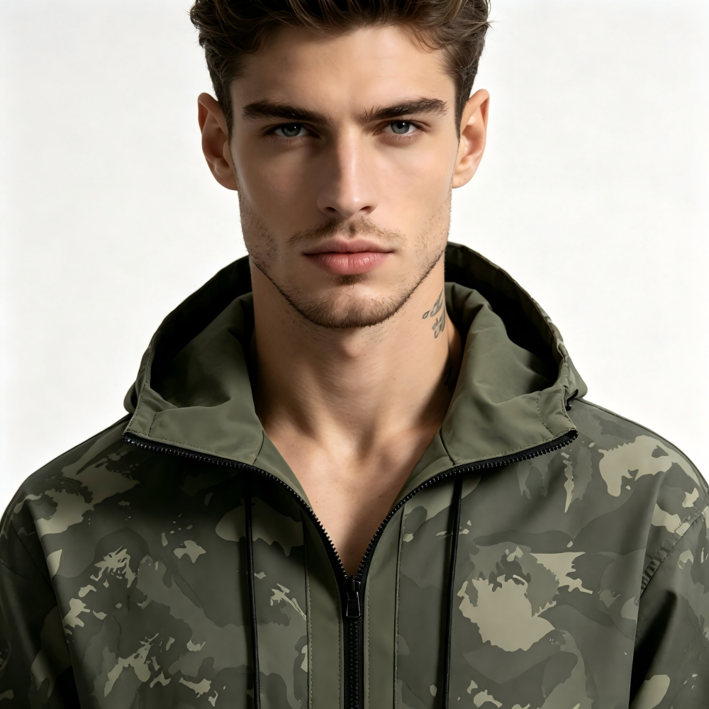 GorgeousBen Men's Camo Waterproof Windproof Hooded Jacket Loose Fit Outdoor Casual Workwear Fall 2025