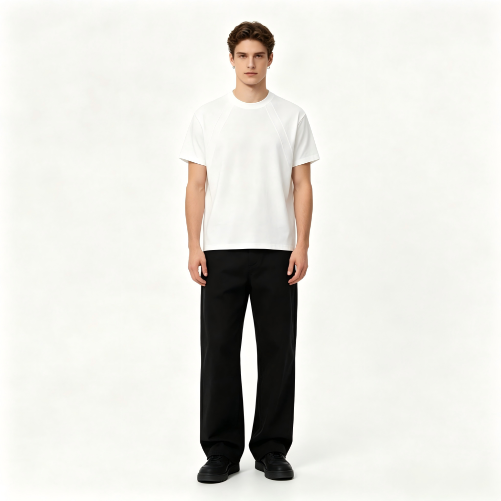 GorgeousBen Men's Minimalist Cool Feeling Structured Panel Sports T-Shirt Quick Dry Loose Fit Casual Daily Wear Spring Summer