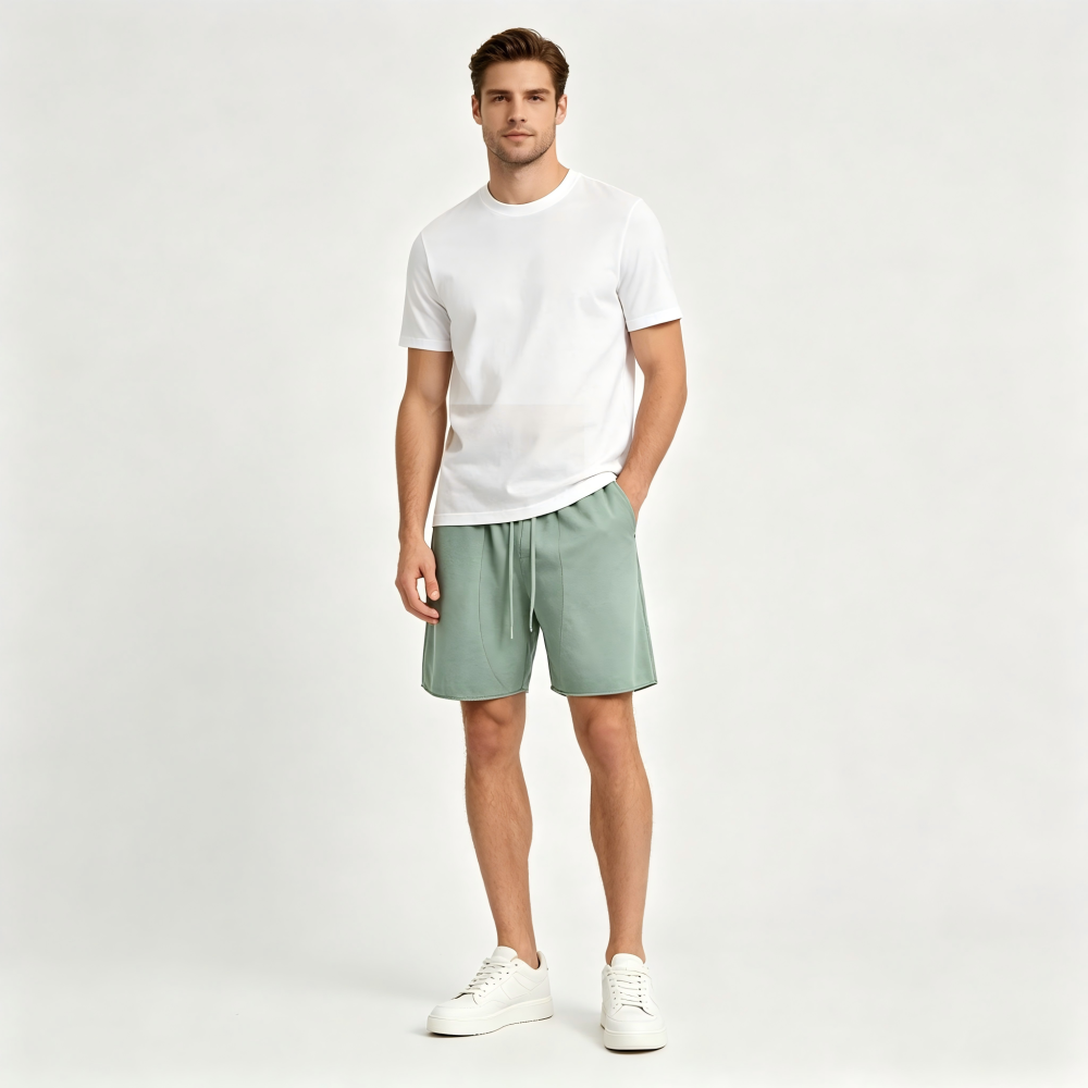GorgeousBen Men's Vintage Washed Cotton Shorts, 320G Heavyweight Loose Fit Streetwear Shorts, S-2XL