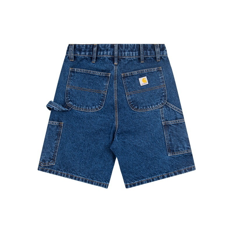 GorgeousBen Men's Classic Carhartt-Style Denim Shorts, Loose Straight Fit, Cotton Embroidery, Casual Summer Workwear Shorts, S-4XL