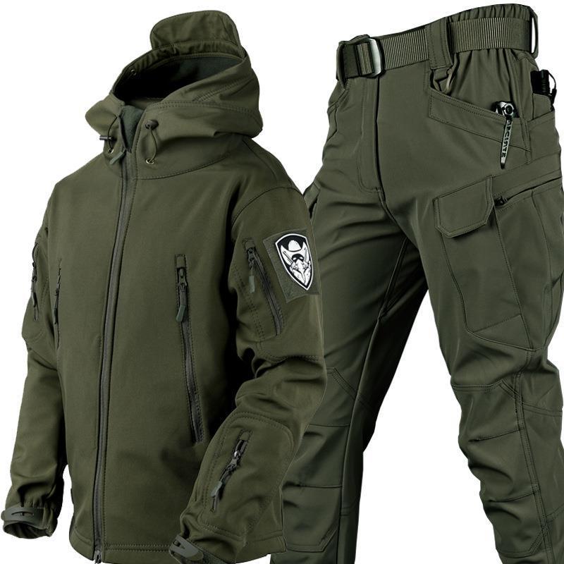 GorgeousBen Men's Camo Fleece Tactical Set, Thermal Outdoor Training Suit