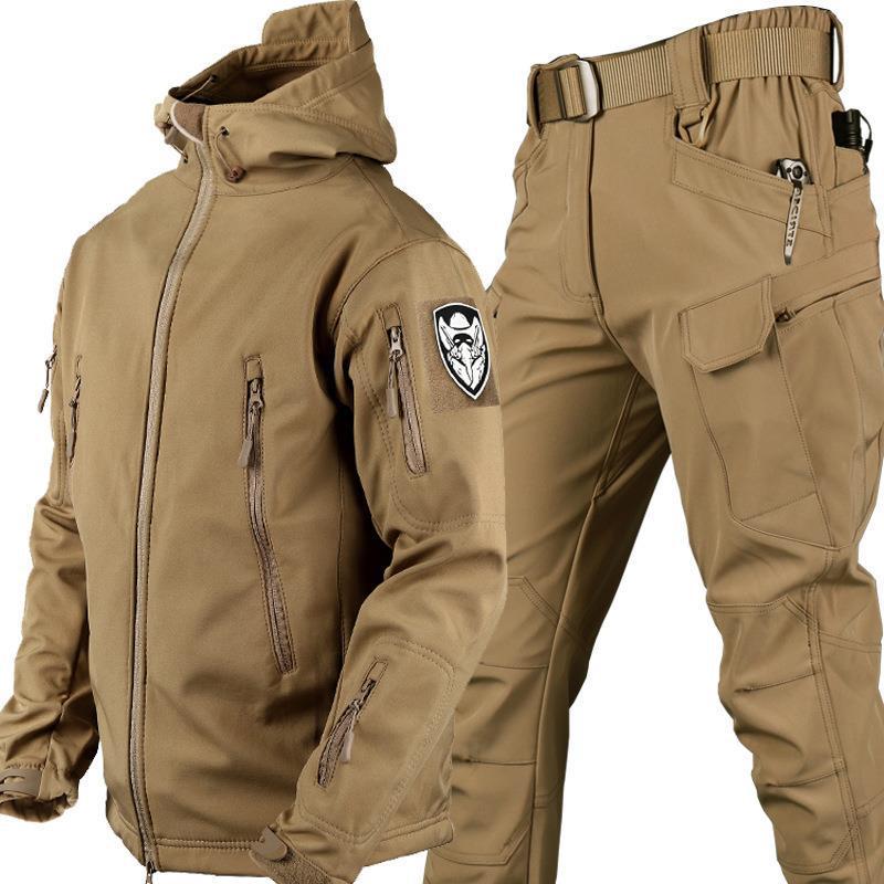 GorgeousBen Men's Camo Fleece Tactical Set, Thermal Outdoor Training Suit