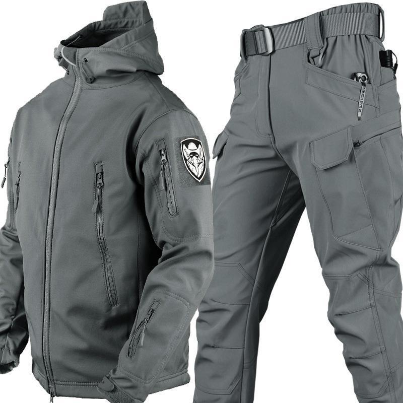 GorgeousBen Men's Camo Fleece Tactical Set, Thermal Outdoor Training Suit