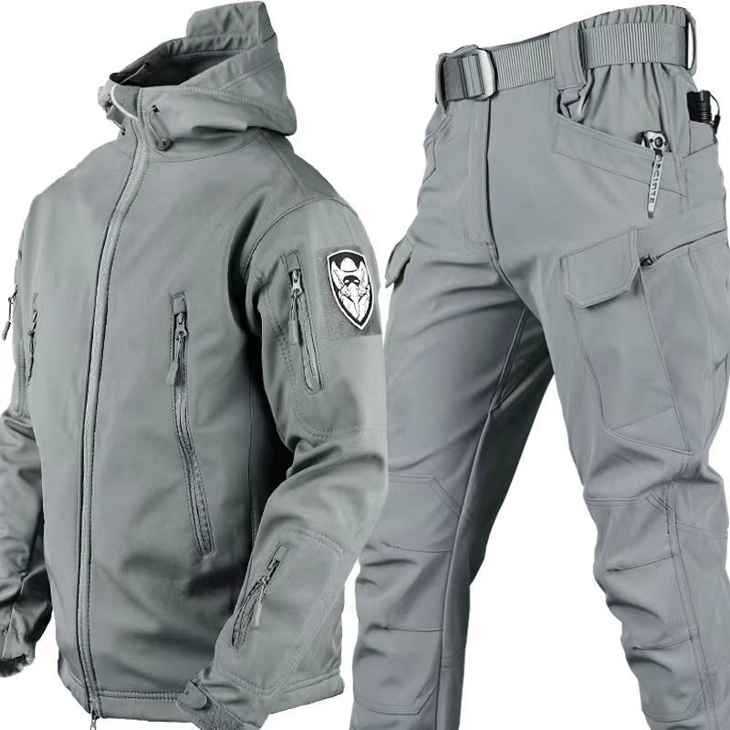 GorgeousBen Men's Camo Fleece Tactical Set, Thermal Outdoor Training Suit