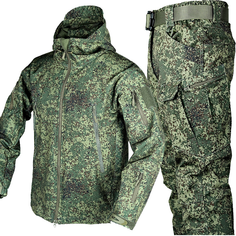 GorgeousBen Men's Camo Fleece Tactical Set, Thermal Outdoor Training Suit