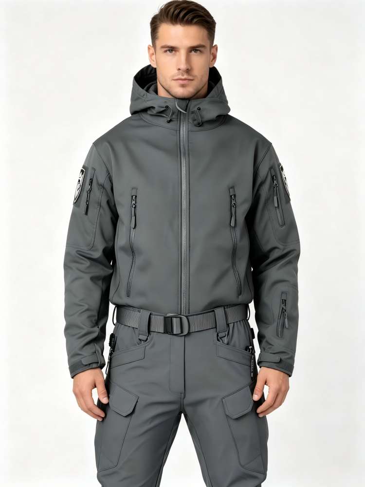 GorgeousBen Men's Camo Fleece Tactical Set, Thermal Outdoor Training Suit