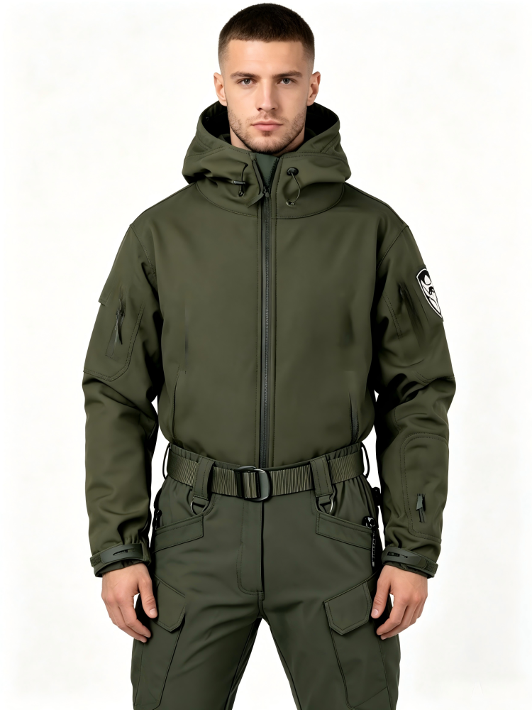 GorgeousBen Men's Camo Fleece Tactical Set, Thermal Outdoor Training Suit