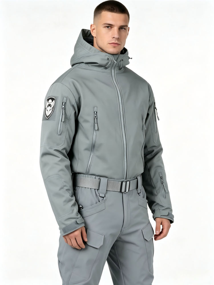 GorgeousBen Men's Camo Fleece Tactical Set, Thermal Outdoor Training Suit