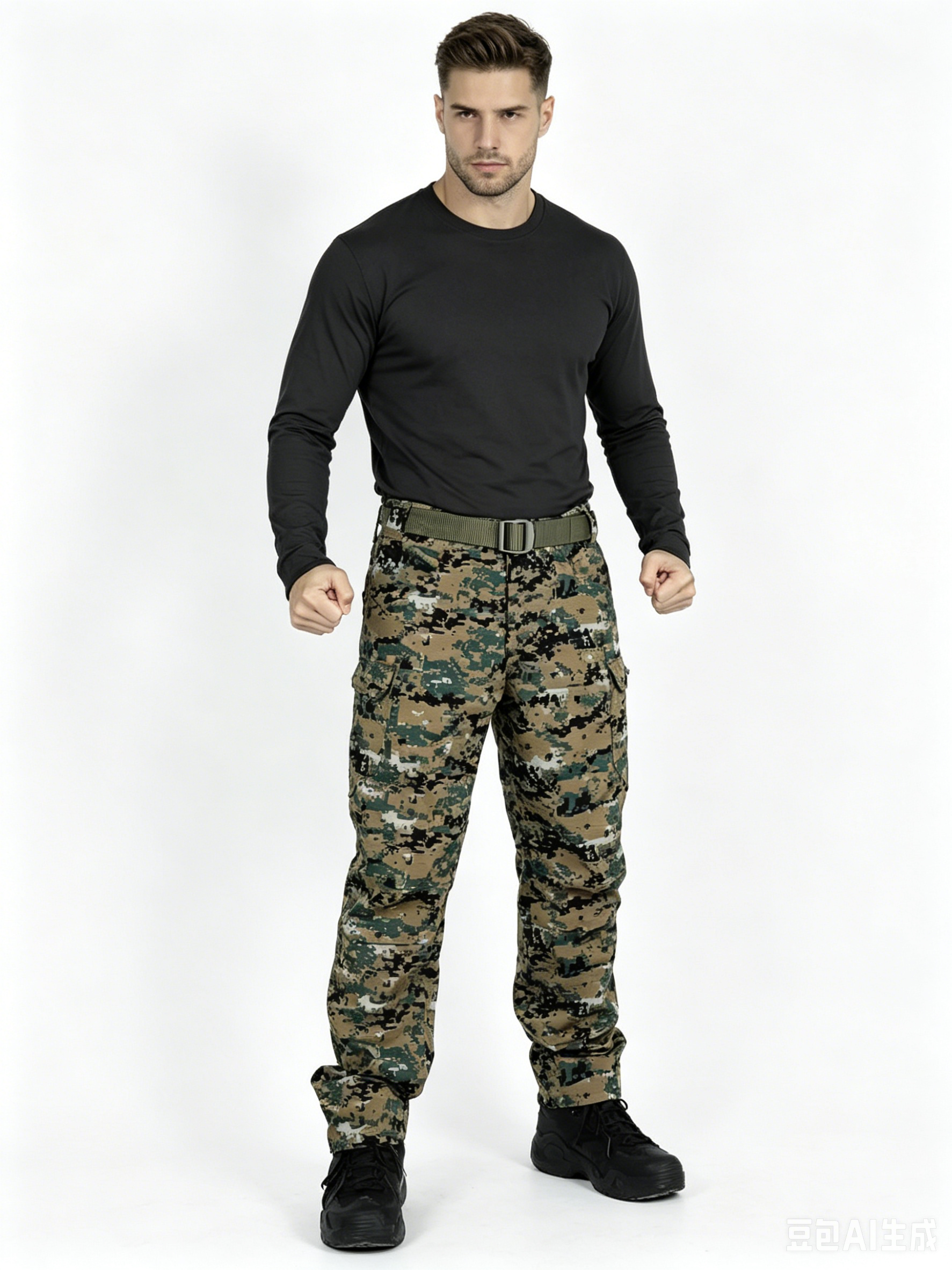 GorgeousBen Men's Camo Tactical Cargo Pants, Multi-Pocket Outdoor Wear