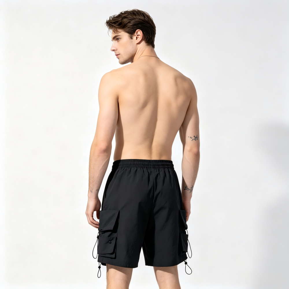 GorgeousBen Men's Vintage Streetwear Cargo Shorts Multi-Pocket Loose Fit