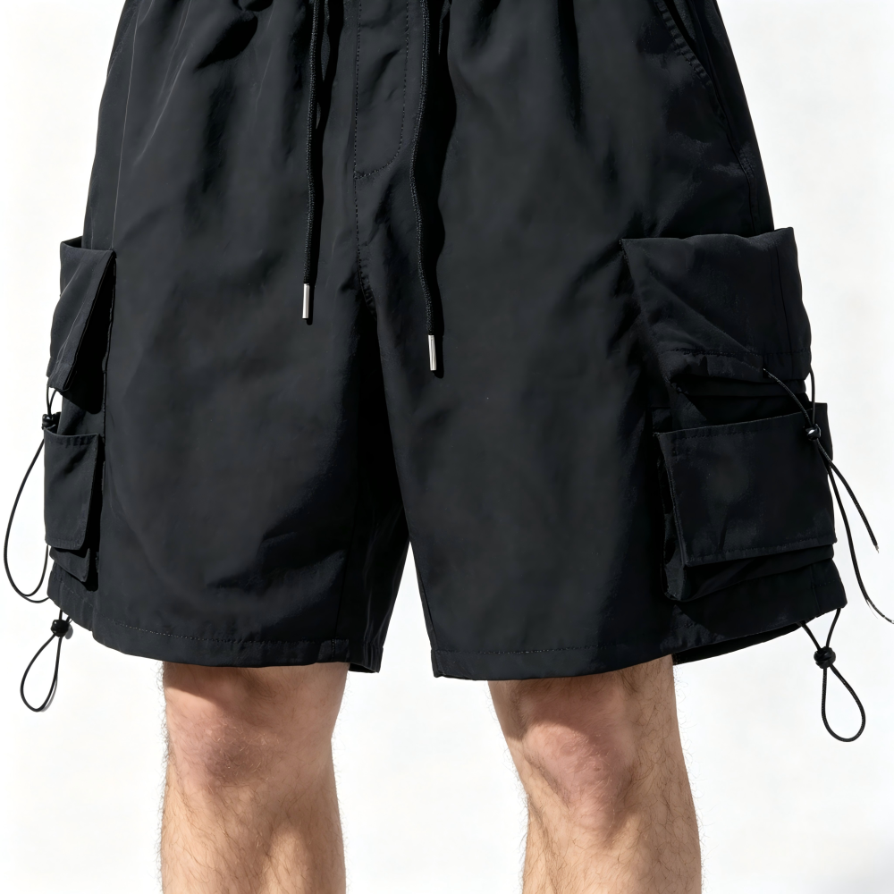 GorgeousBen Men's Vintage Streetwear Cargo Shorts Multi-Pocket Loose Fit