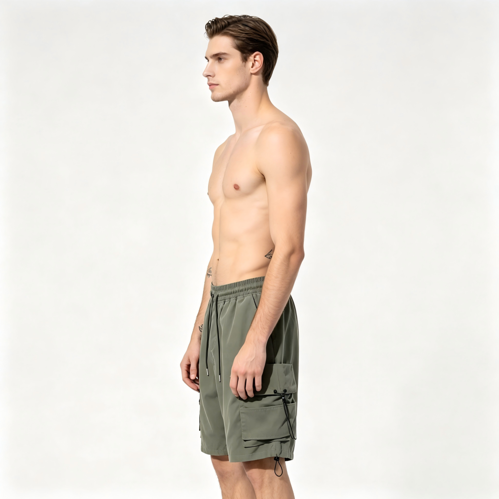GorgeousBen Men's Vintage Streetwear Cargo Shorts Multi-Pocket Loose Fit