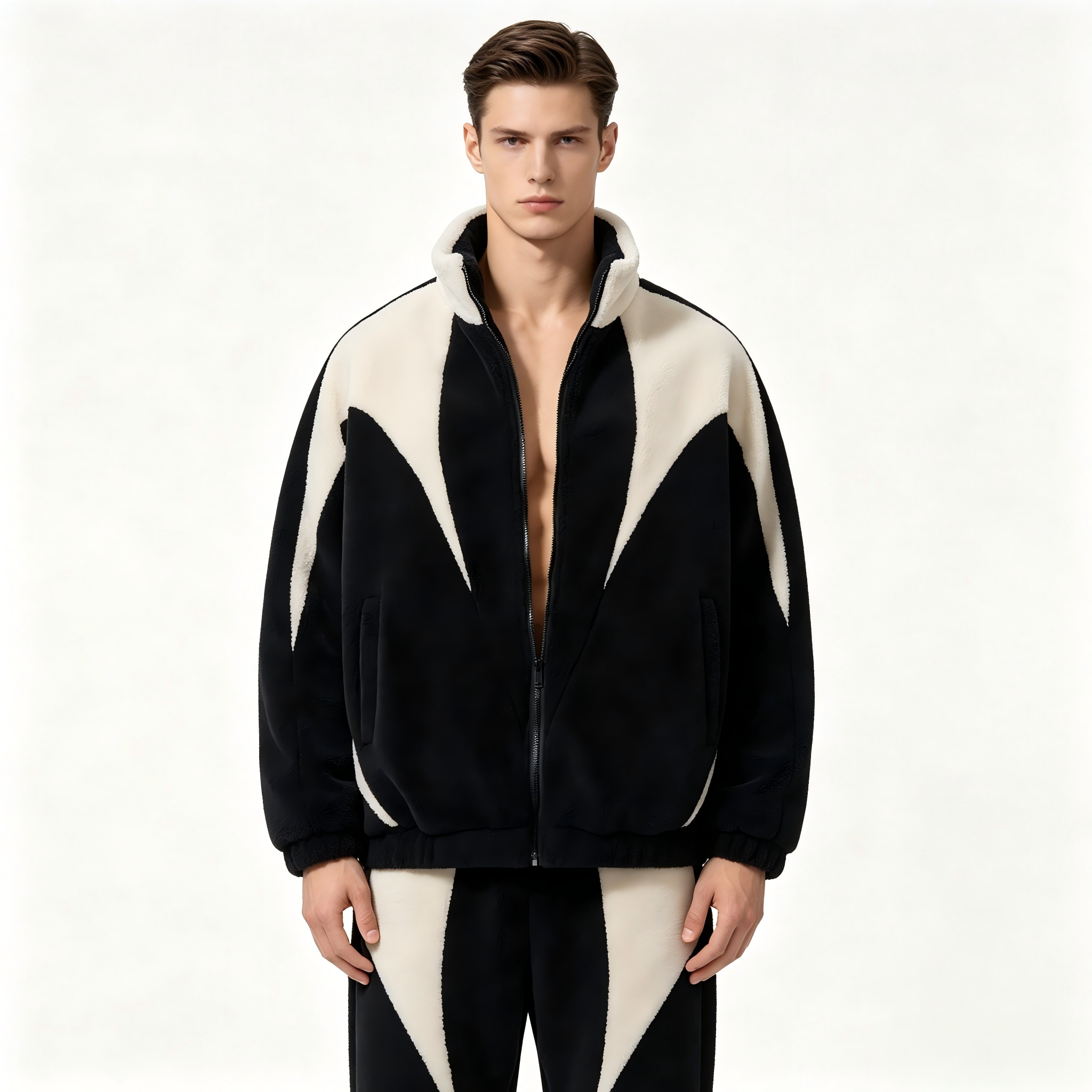 GorgeousBen Men’s Color Block Fleece Lined Puffer Jacket