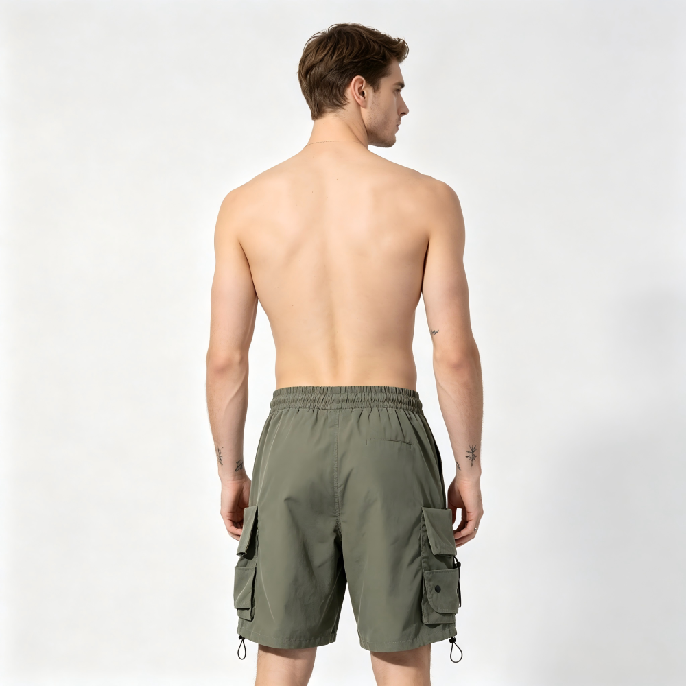 GorgeousBen Men's Vintage Streetwear Cargo Shorts Multi-Pocket Loose Fit
