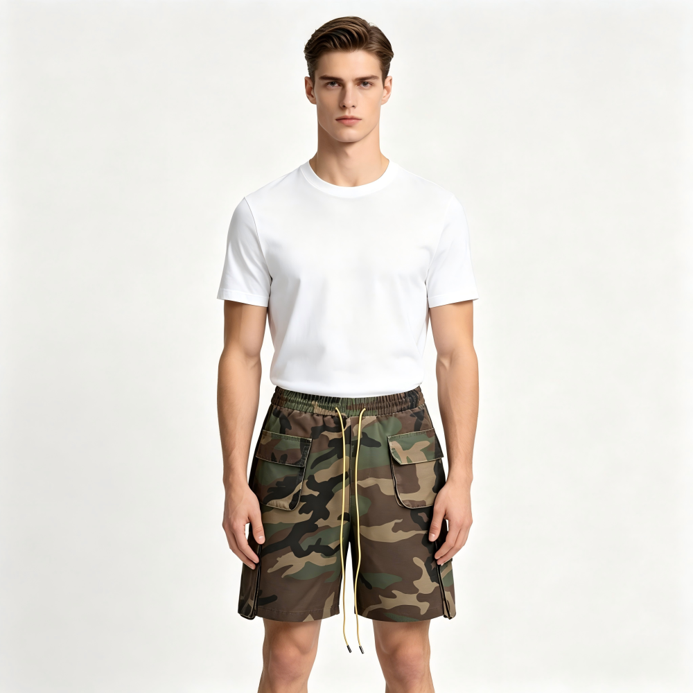 GrogeousBen 2025 Men's New Premium Quality Cotton Cargo Shorts Casual Fashion Solid Camouflage  Summer Shorts.