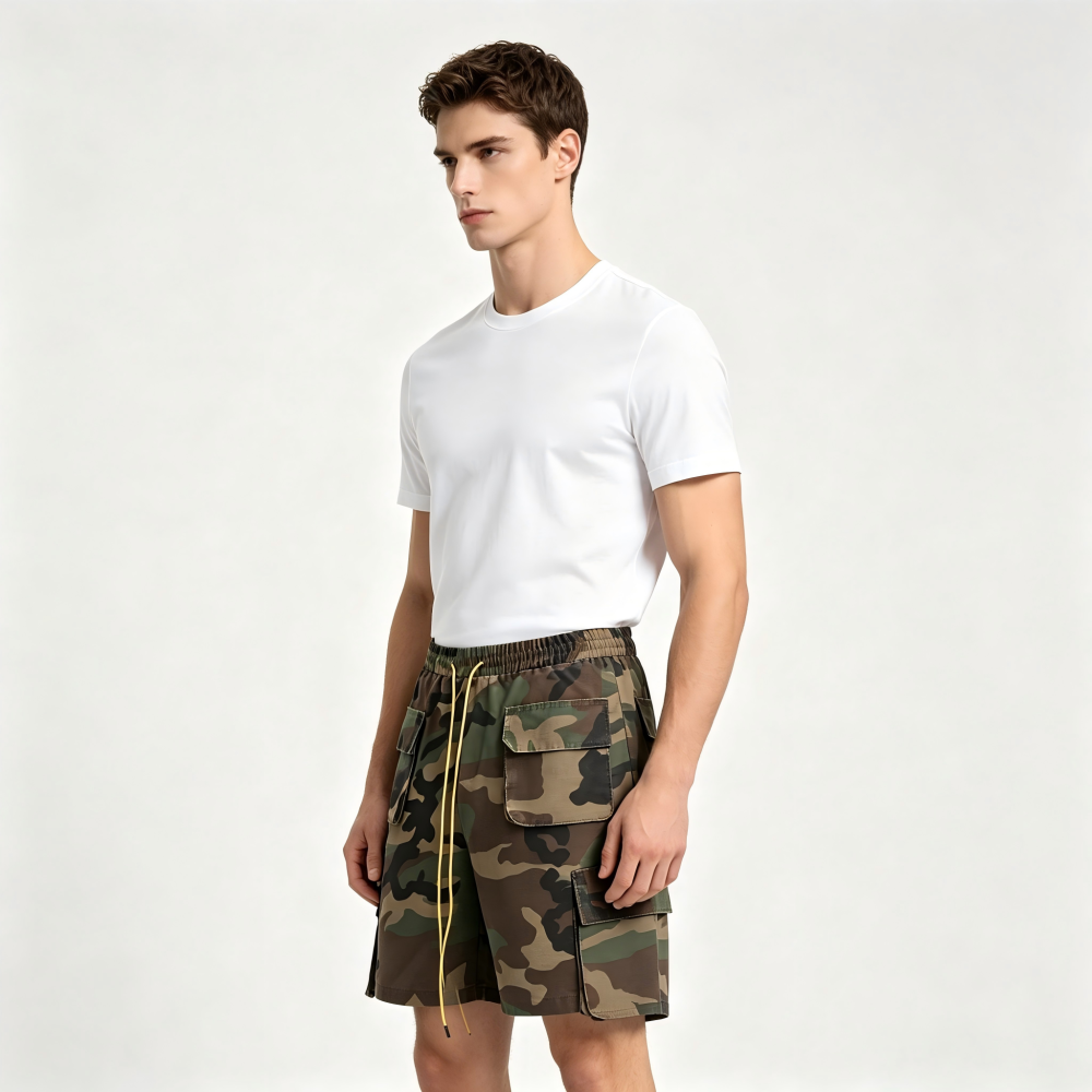 GrogeousBen 2025 Men's New Premium Quality Cotton Cargo Shorts Casual Fashion Solid Camouflage  Summer Shorts.