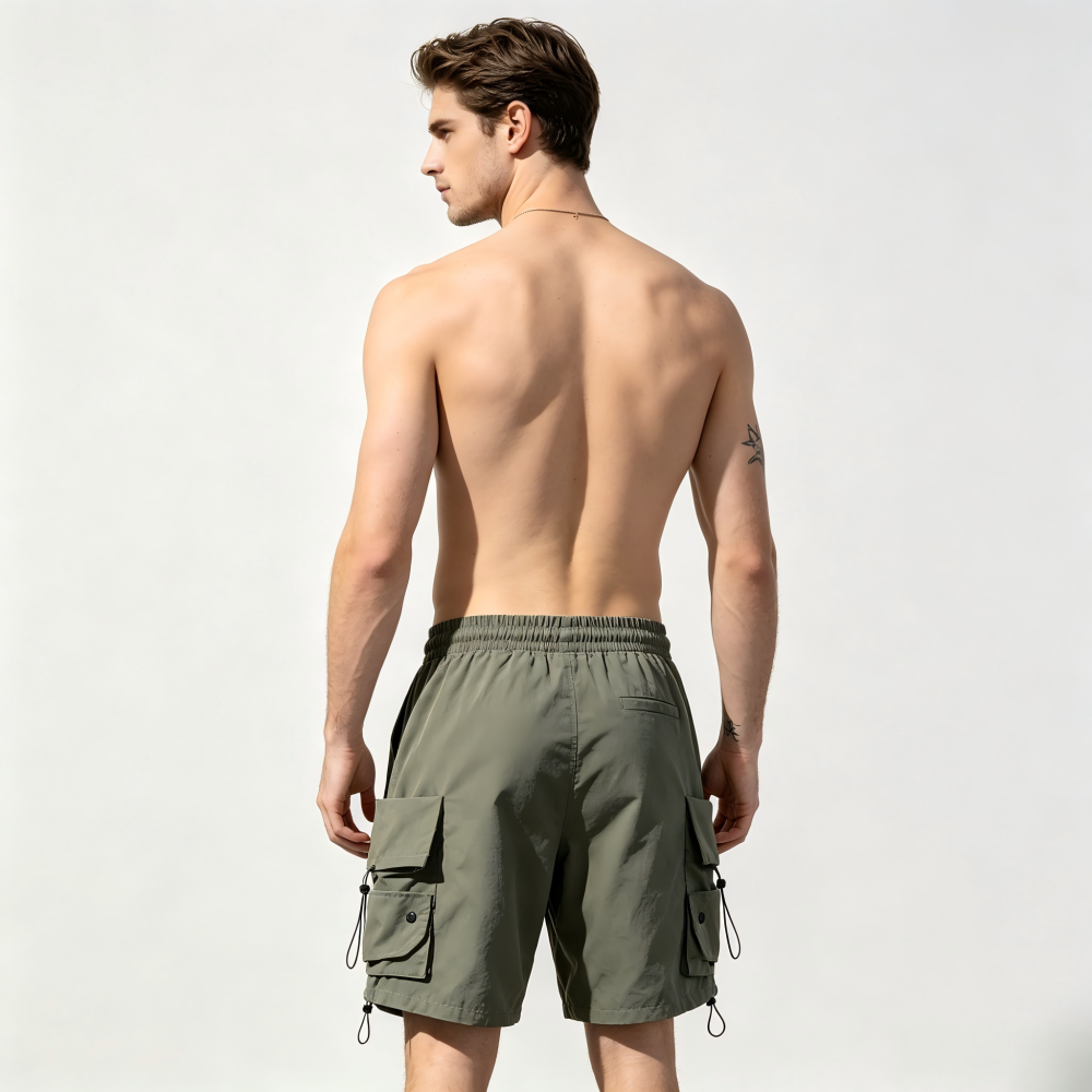 GorgeousBen Men's Vintage Streetwear Cargo Shorts Multi-Pocket Loose Fit