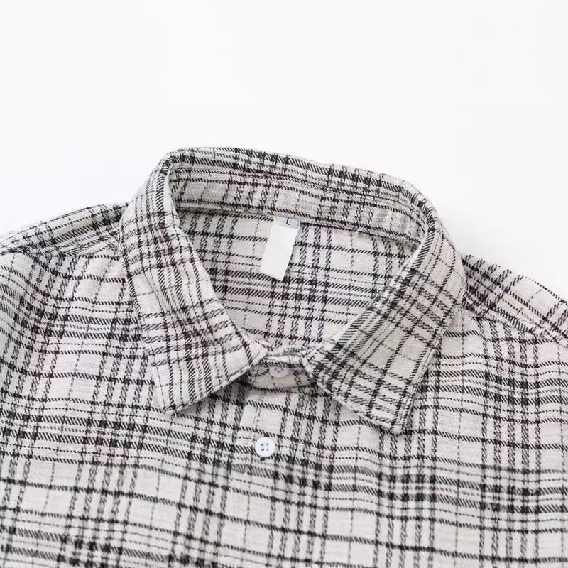 GorgeousBen Men’s Patchwork Plaid Shirt Distressed Oversized