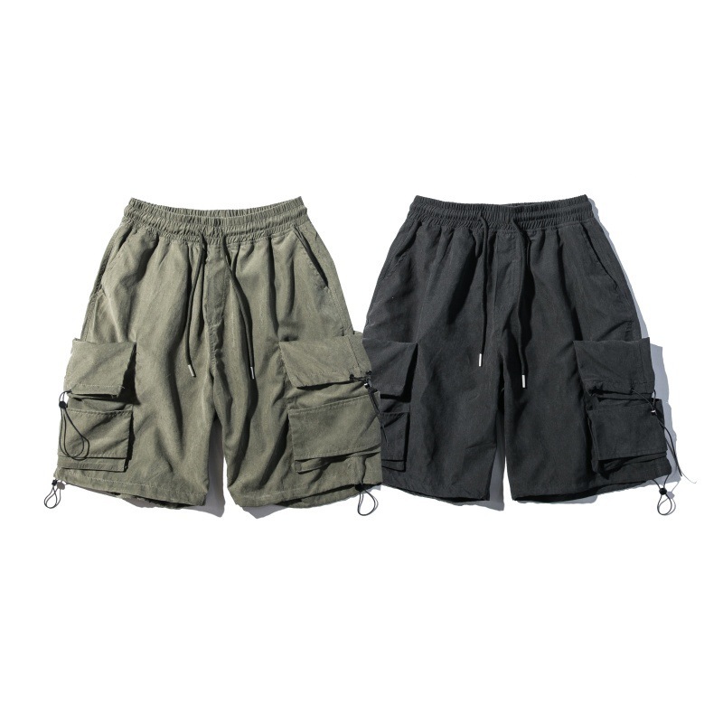 GorgeousBen Men's Vintage Streetwear Cargo Shorts Multi-Pocket Loose Fit