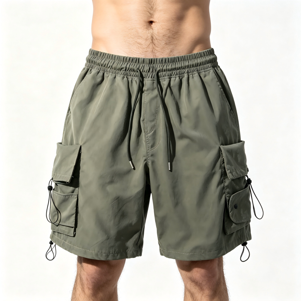 GorgeousBen Men's Vintage Streetwear Cargo Shorts Multi-Pocket Loose Fit