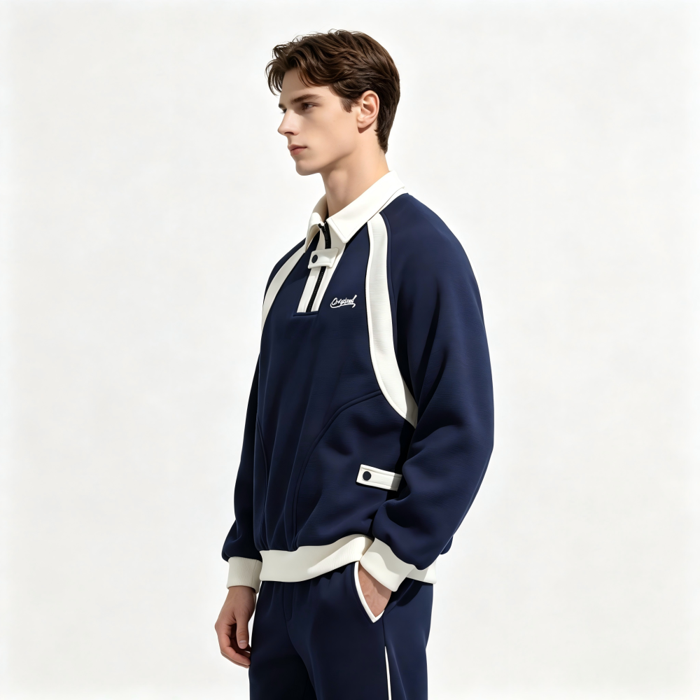 GorgeousBen Men’s Japanese Style Color Block Collared Jacket