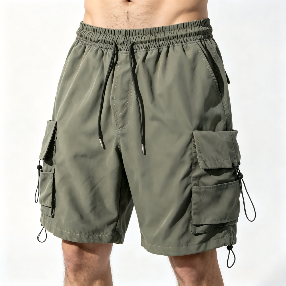 GorgeousBen Men's Vintage Streetwear Cargo Shorts Multi-Pocket Loose Fit