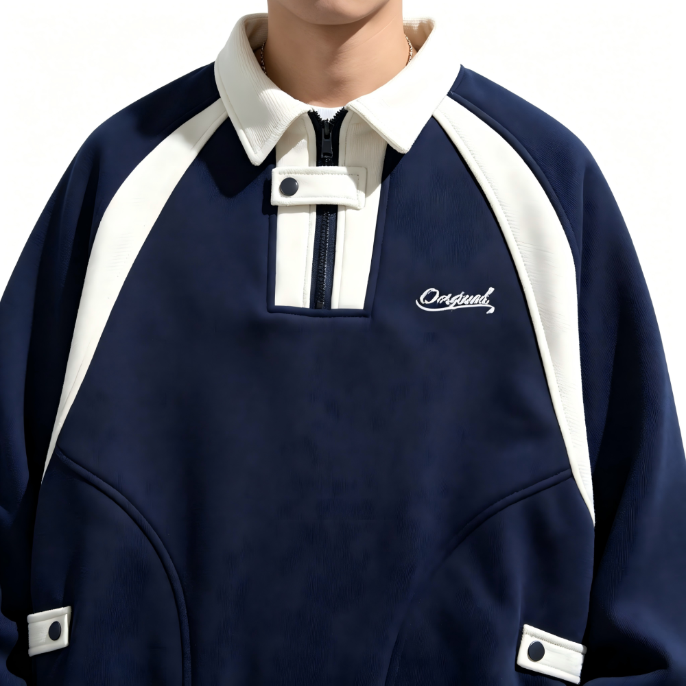 GorgeousBen Men’s Japanese Style Color Block Collared Jacket