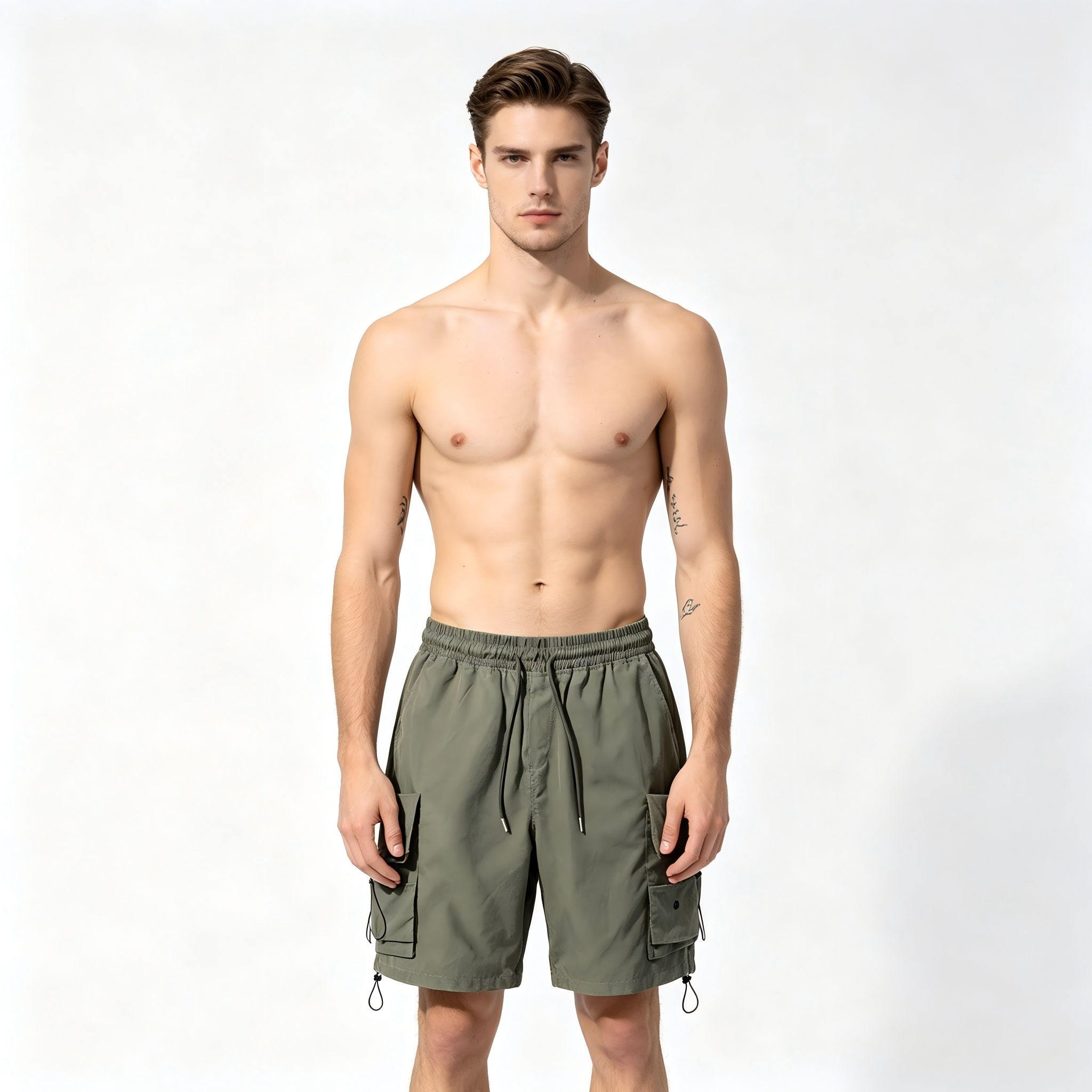 GorgeousBen Men's Vintage Streetwear Cargo Shorts Multi-Pocket Loose Fit