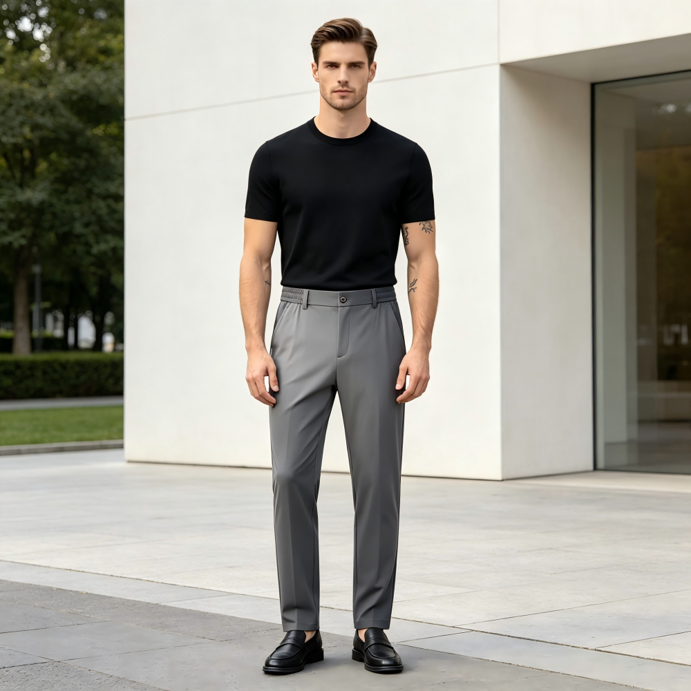 GorgeousBen Men's High end men's thin 2025 ice silk pants, business casual trousers.