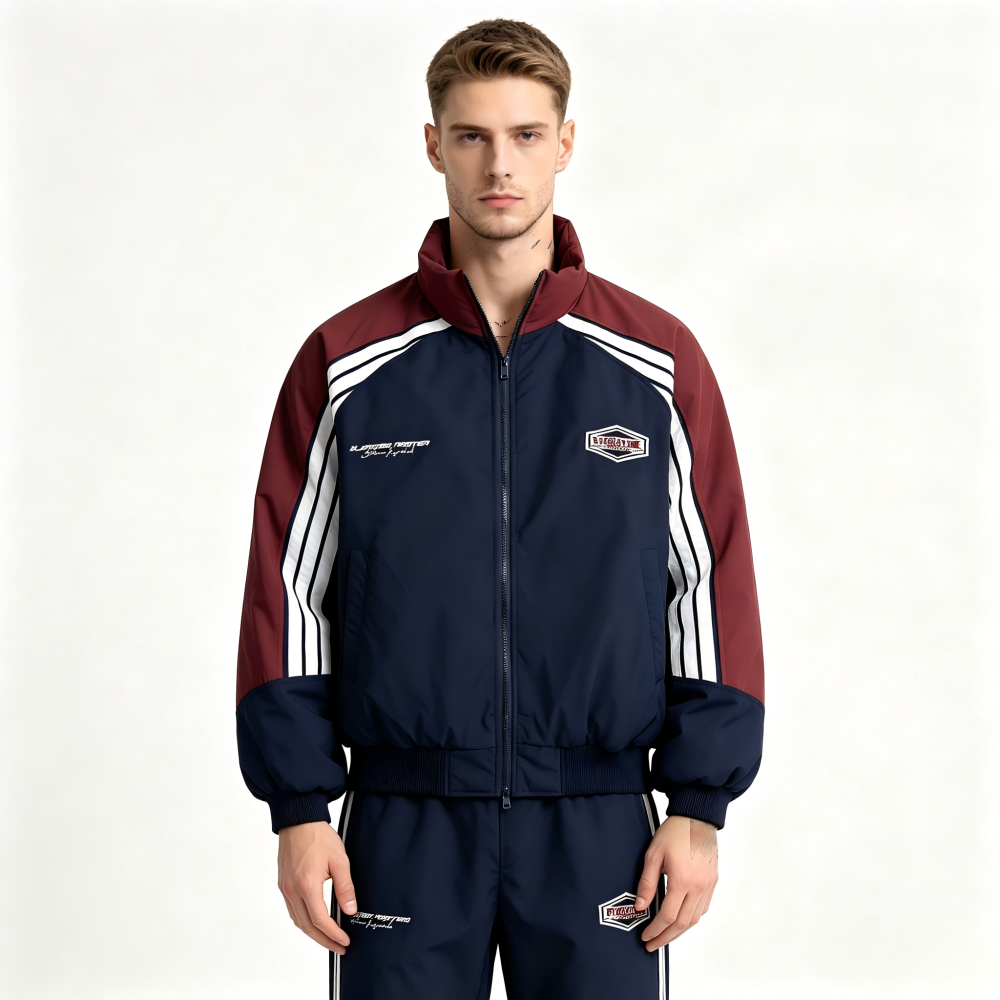 GorgeousBen Men's Color Block Puffer Jacket Winter Casual Windproof Coat