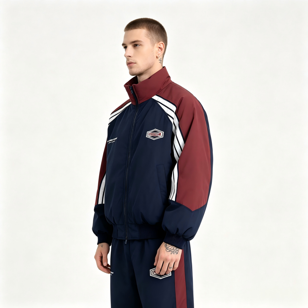GorgeousBen Men's Color Block Puffer Jacket Winter Casual Windproof Coat