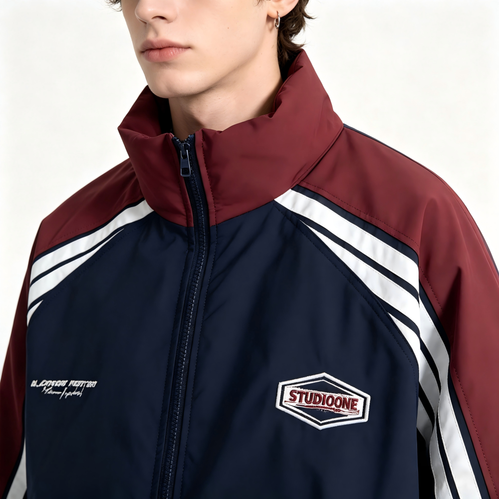 GorgeousBen Men's Color Block Puffer Jacket Winter Casual Windproof Coat
