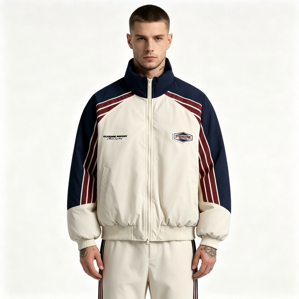 GorgeousBen Men's Color Block Puffer Jacket Winter Casual Windproof Coat